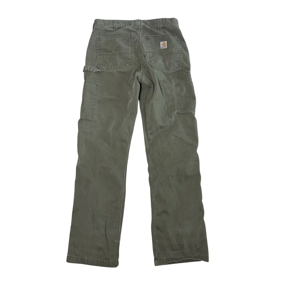 Carhartt Carpenter Work Pants Mens 32x34 Moss Green Canvas Utility - Picture 3 of 11